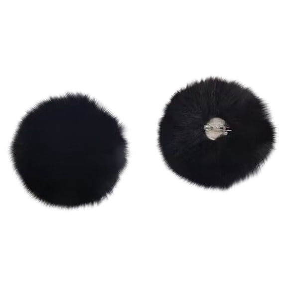 5 Pcs Faux Fur Pom Poms, Black Large Size with Pin Fasteners, for Clothing, Hats, Shoes, Crafts - Fluffy Rabbit Fur - like, Artificial Pom Pom Balls, Sewing & DIY Accessories