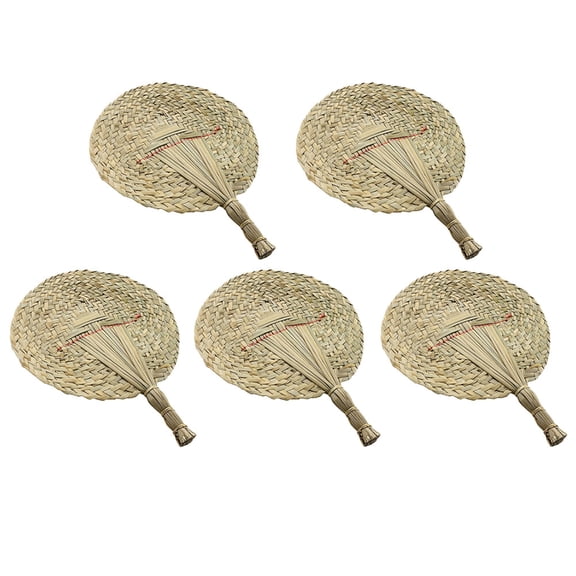 5 Pcs Firefly Lights Outdoor Solar Exquisite Workmanship Fan Woven Grass Miss