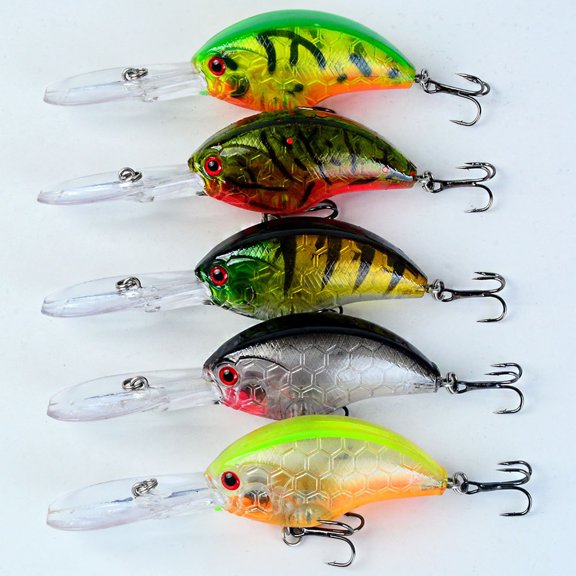 5 Pcs Fishing Lures Hard Bait Set, Lifelike Crankbaits for Freshwater Saltwater, Perfect for Bass Trout Walleye Fishing, Suitable for Anglers Enthusiasts Beginners