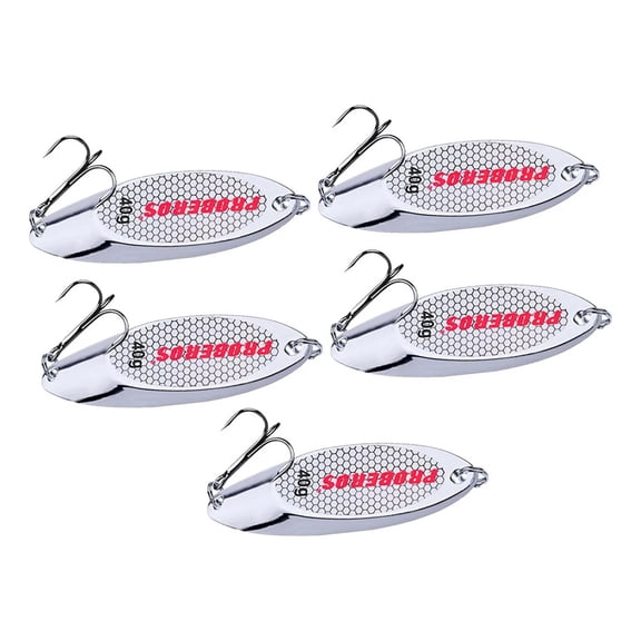 5 Pcs Fishing Spoons, Bass Baits For Silver 35g