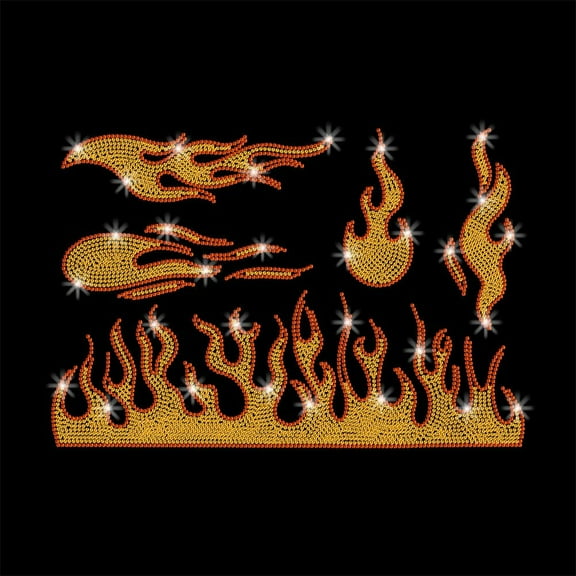 5 Pcs Flames Fire Rhinestone Iron on Hotfix Transfer Decal Bling DIY Patch Clothing Repair Applique T-Shirt Vest Shoes Hat Jacket Decor Clothing DIY Accessories Making DIY