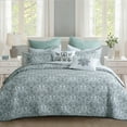 thumbnail image 1 of 5 Pcs Floral Quilt Sets with Pillow Shams,Soft Bedspread/Coverlet/Bed Cover,Sage Green,Queen Size (96" x 90"),Lightweight and Reversible, 1 of 8