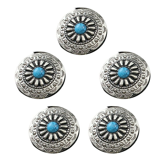 5 Pcs Flower Buttons Leather Decorative Buttons Imitation Turquoises Buttons Clothes Buttons for Craft Decoration