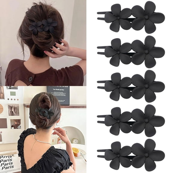 5 Pcs Flower Flat Claw Clips for Women Brown Flat Hair Clips Spring Flat Hair Clips for Thick Hair Non-Slip Matte Claw Clip Cute Floral Hair Clip for Girals