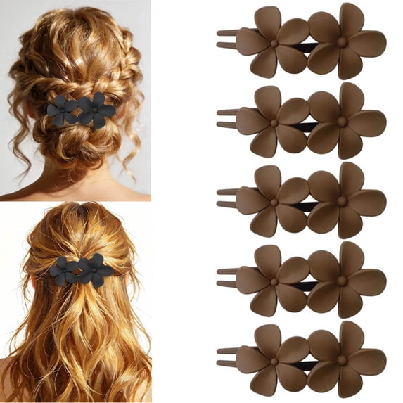 5 Pcs Floral Flat Claw Clips for Women, Cute Matte Non-Slip Hair Clips, Stylish Flower Hair Claw Clips for Thick Thin Hair Accessories for Girls