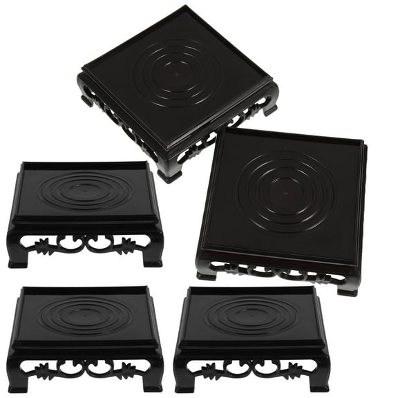 5 Pcs Flower Pot Tray Display Shelf Plant Riser Rack Wooden Plastic Stand Potted Bases