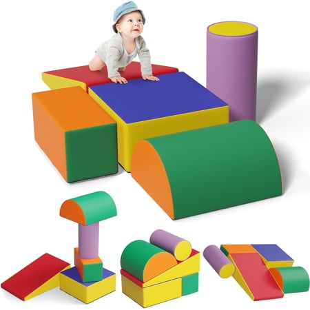 5 Pcs Foam Climbing Blocks for Toddlers, Soft Play Set Climb and Crawl Foam Activity Playset Gym Equipment for Playroom, Daycare, Kindergarten,Multicolored