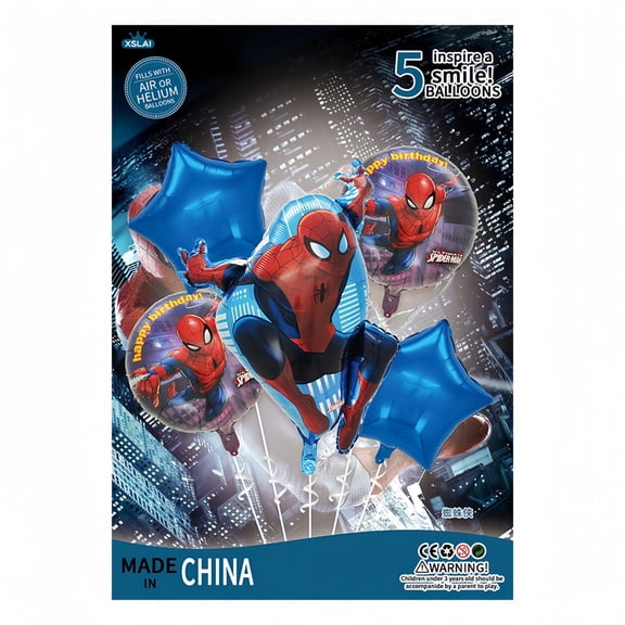 5 Pcs Foil Balloons Are Used As Decorative Elements To Enhance The Atmosphere Of Spider-Themed Party