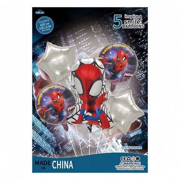 5 Pcs Foil Balloons Are Used As Decorative Elements To Enhance The Atmosphere Of Spider-Themed Party