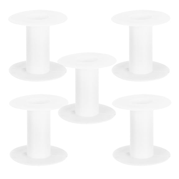 WHAMVOX 5 Pcs Empty White Plastic Spools for Ribbon Thread String Bobbin Wire Weaving Embroidery and Sewing Machine Craft