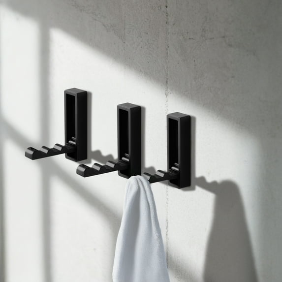 5 Pcs Foldable Gold Wall Hooks for Hanging, Fold Up Metal Wall Hooks, Zinc Alloy Storage Hooks for Coats Hats and Bags, Matte Black Modern Design
