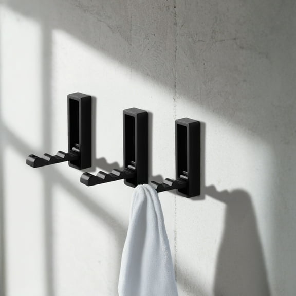 5 Pcs Foldable Gold Wall Hooks for Hanging, Fold Up Metal Wall Hooks, Zinc Alloy Storage Hooks for Coats Hats and Bags, Matte Black Modern Design