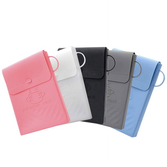 5 Pcs Foldable Silicone Face Mask Storage Case Holder Organizer Clip, Convenient Mouth Opening Portable Dustproof