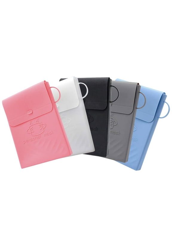 5 Pcs Foldable Silicone Face Mask Storage Case Holder Organizer Clip, Convenient Mouth Opening Portable Dustproof