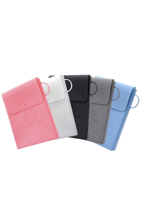 5 Pcs Foldable Silicone Face Mask Storage Case Holder Organizer Clip, Convenient Mouth Opening Portable Dustproof