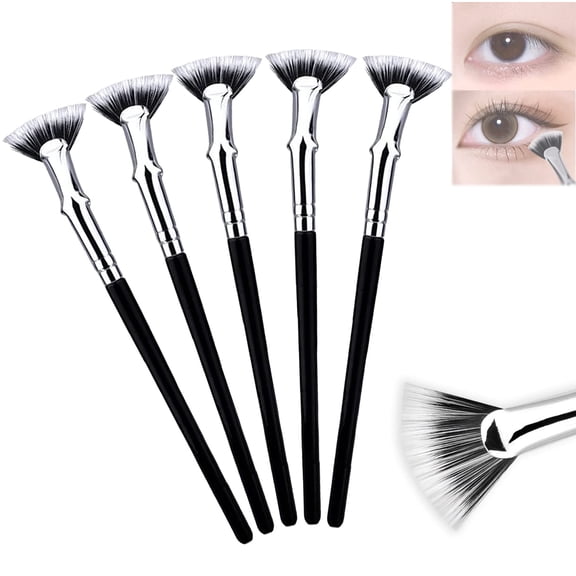 5 Pcs Folding Angle Scalloped Lash Brush, 2024 Upgrade Mascara Fan Brush Angled Fan Shaped Eyelash Brush without Clumps, Soft Brush Bristles Lengthened lashes Eyebrow Brush Makeup Tool for Women Girls