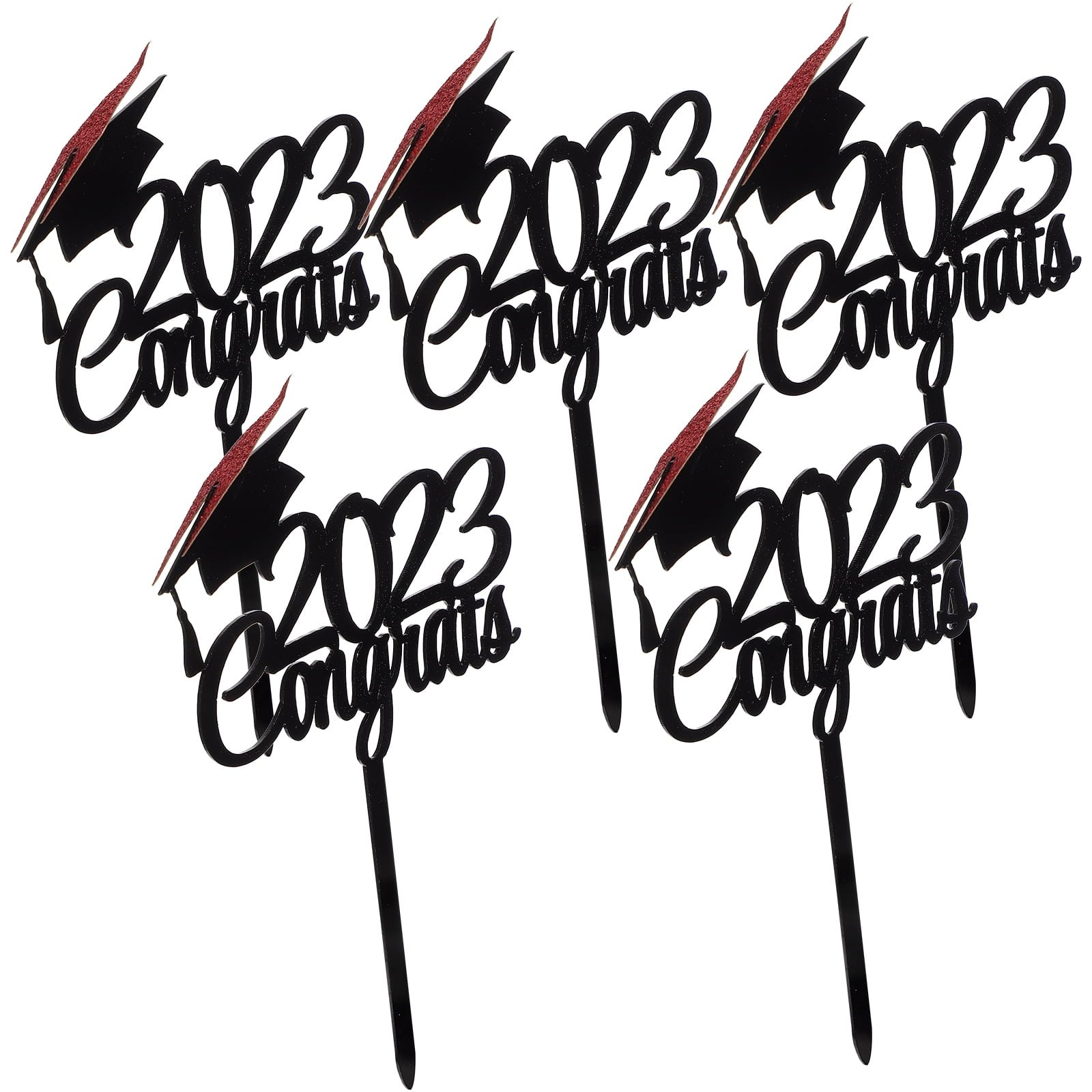 5 Pcs Food Decor 2023 Graduation Arrangements Congrats Cupcake Topper