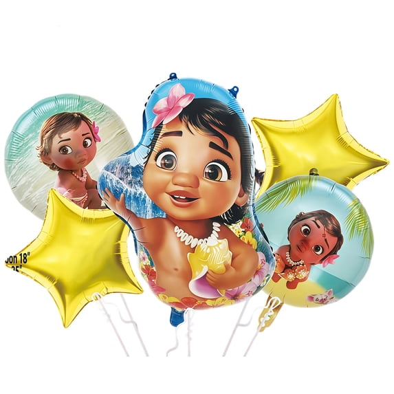 5 Pcs For Moana Themed Birthday Foil Balloons,Cartoon Balloon,Birthday Party Decorations,Party Kit Supplies for Boy Girls Celebration