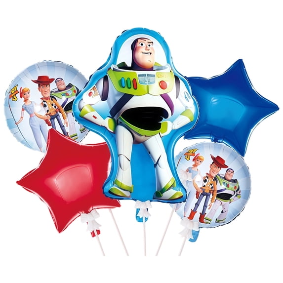 5 Pcs For Toy Themed For Story Birthday Foil Balloons,Cartoon Balloon,Birthday Party Decorations,Party Kit Supplies for Boy Girls Celebration