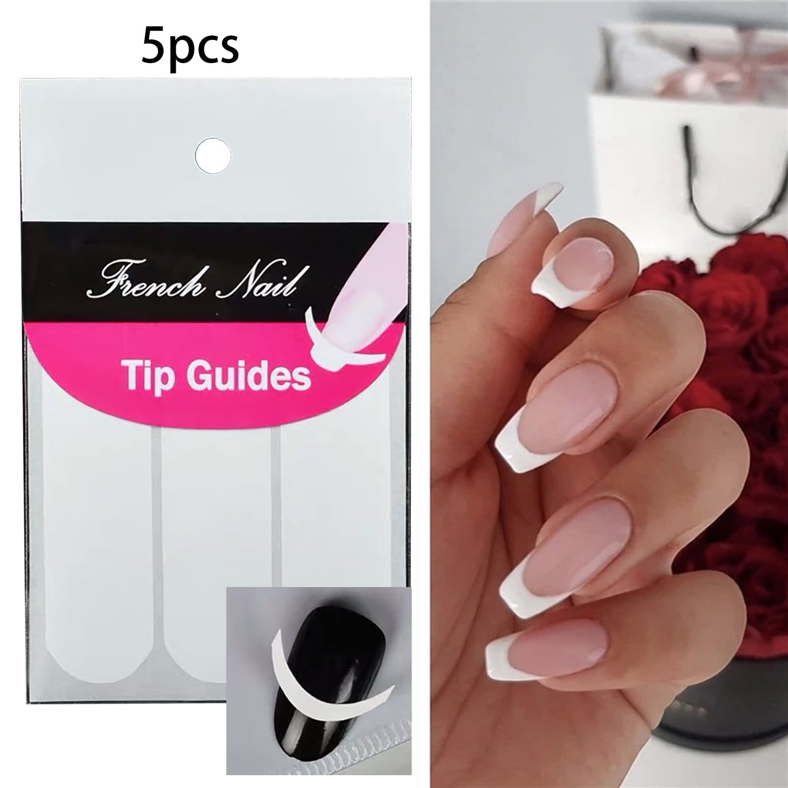 5 Pcs French Tip Nail Guides, Self-Adhesive French V-Shaped Moon Shaped ...