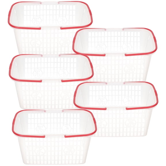 5pcs Red Plastic Fruit Basket Set for Strawberry Cherry Vegetable Picking Summer Shopping Container Basket