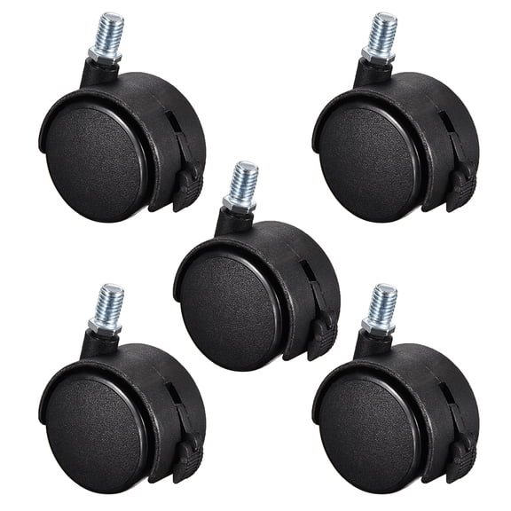 5 Pcs Furniture Casters 2 Inch Nylon M10 x 15mm Threaded Stem Swivel Caster Wheels w Brake 38lb Capacity Each Wheel