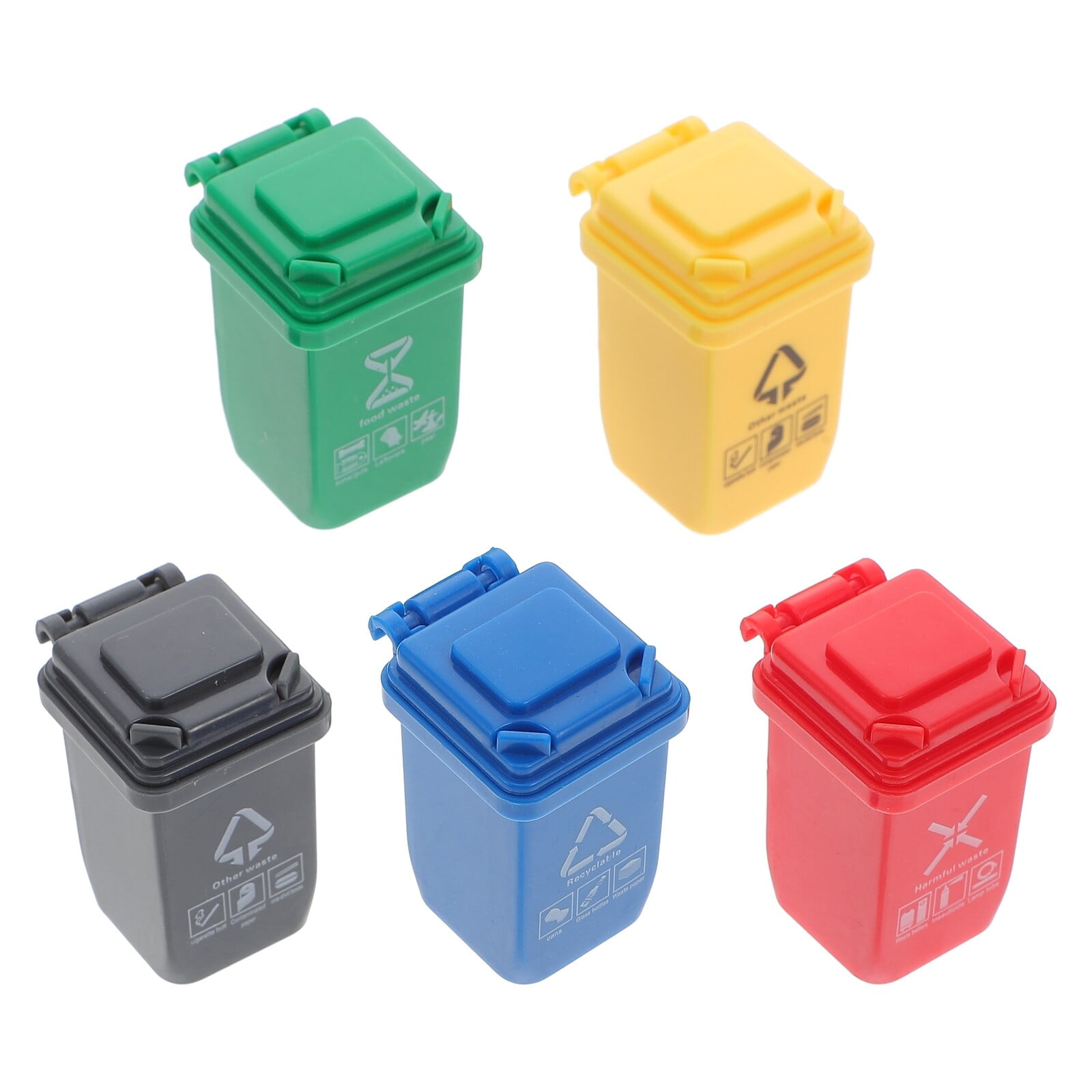 5 Pcs Garbage Can Model Mini Trash Pencil Small House Doll Sorting Bin