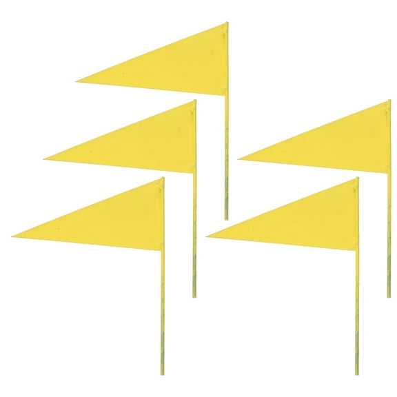 Yellow Iron Marking Flags with Steel Pole for Lawn Decoration and Dog Training 5 Pieces