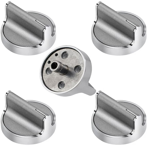 5 Pcs Gas Stove Burner Control Knobs W10594481 Stainless Steel for Whirlpool Gas Cooktop Range/Oven Burner