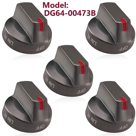5 Pcs Gas Stove Knobs Control Knob DG64-00473B Stainless Steel Compatible with Samsung Stove Knob Replace NX58M6850SG,NX58J7750SG,NX58J5600SG,NX58K7850SG