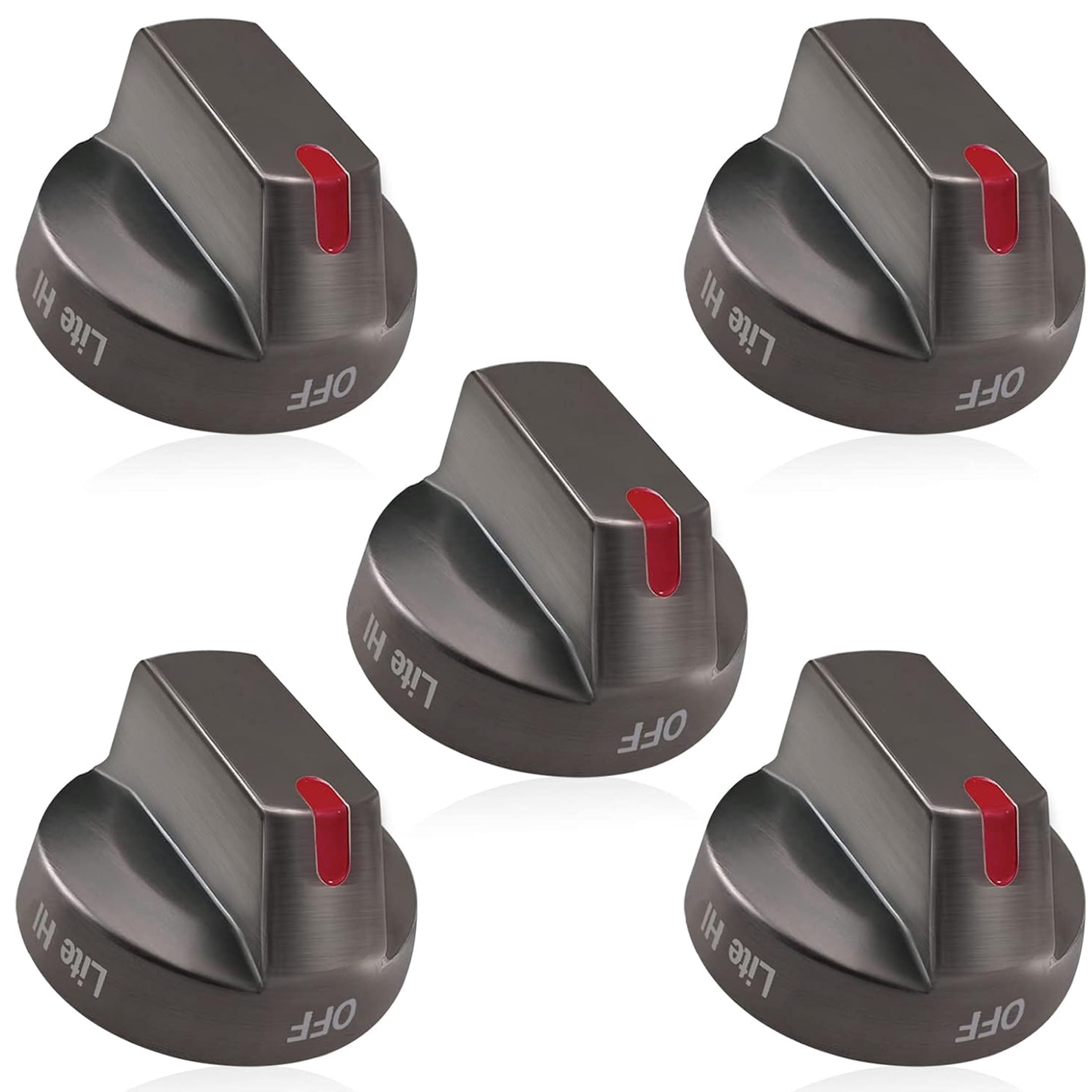 5 Pcs Gas Stove Knobs Control Knob DG64-00473B Stainless Steel Compatible with Samsung Stove Knob Replace NX58M6850SG,NX58J7750SG,NX58J5600SG,NX58K7850SG