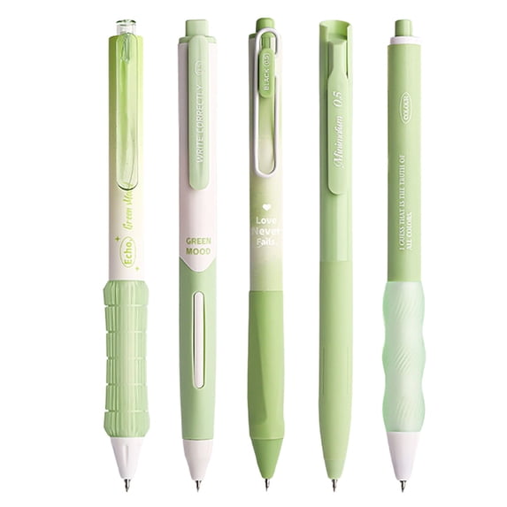 5 Pcs Gel Pens, 5.71 in Black Ink Pens, 0.5mm Fine Point Smooth Writing Pens, No‑Smear Ballpoint Pens, Retractable Pens with Soft Grip, Aesthetic Journaling Writing Tools for Office Daily Notetaking