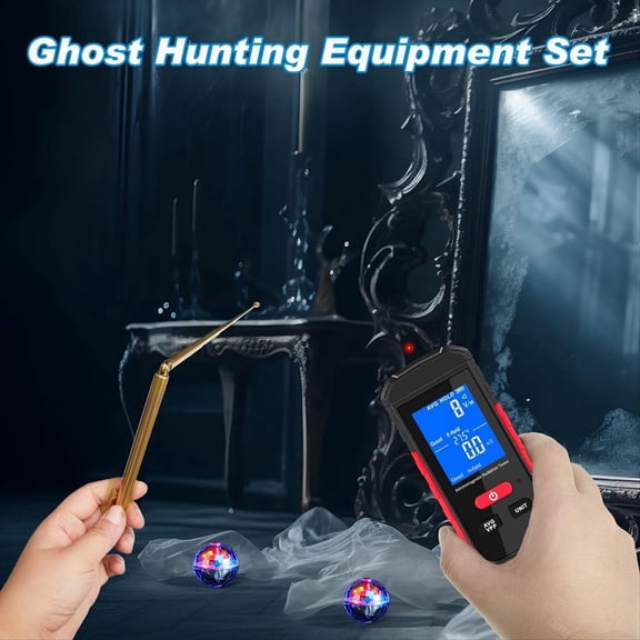 5 Pcs Ghost Equipment Kit 1Pcs Digital Emf Meter 2 Pcs Motion Light Up Cat Balls 2 Pcs Copper Dowsing Rods