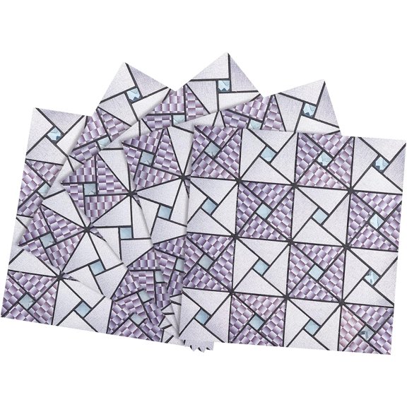 5 Pcs Glass Mirrors Mosaic Tiles Self-Adhesive Mosaic Peel Geometric Patterns Backsplash Tile for Home Decoration or 11.8"x11.8"