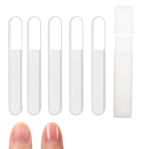 5 Pcs Glass Nail Shiner Crystal Nail Shine Buffer Polisher Crystal Glass Nano Nail File with Case for Natural Nails