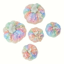 5 Pcs Glittery Sequined Foam Pumpkins Realistic Fake Vegetables Gradient Indoor Thanksgiving Decor, No Electricity Table Centerpieces For Home Decoration, Whimsical