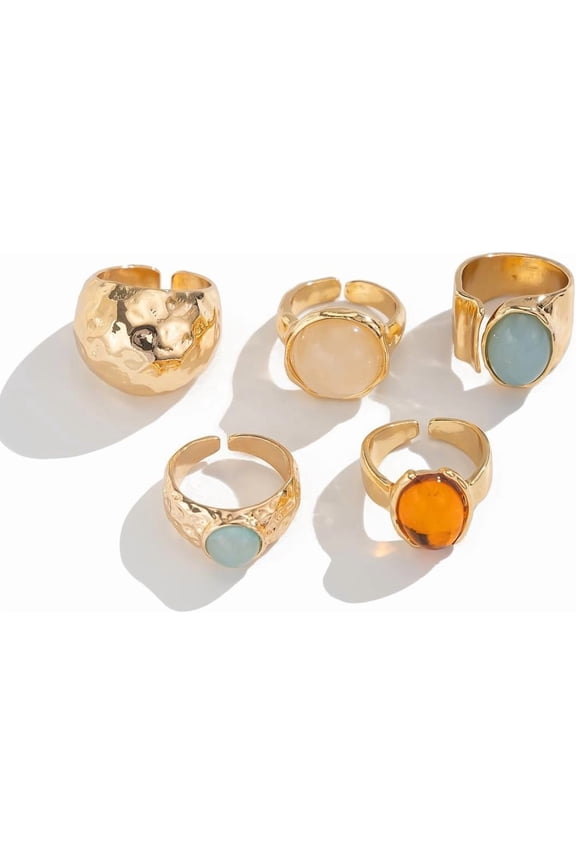 5 Pcs Gold Knuckle Ring Set for Women, Stackable Finger Midi Rings, Simple Stacking Cute Rings Pack Trendy Stuff Jewelry Gift