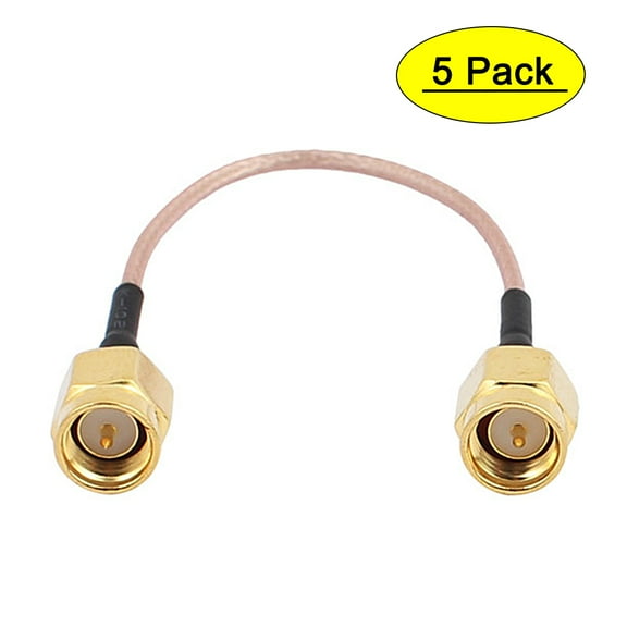 5 Pcs Gold SMA Male to SMA Male Adapter Connector RG178 Coaxial Cable 10cm