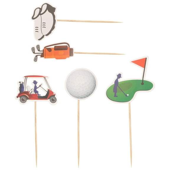 5 Pcs Golf Cake Insert Party Pick Happy Birthday Topper Hat Mugs Set Venue Setting Props Versatilen Tabletop Decor