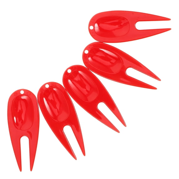 OFFIGAM 5-Pack Red Plastic Divot Forks Portable Golf Tool Set with Practical Design for Course Maintenance