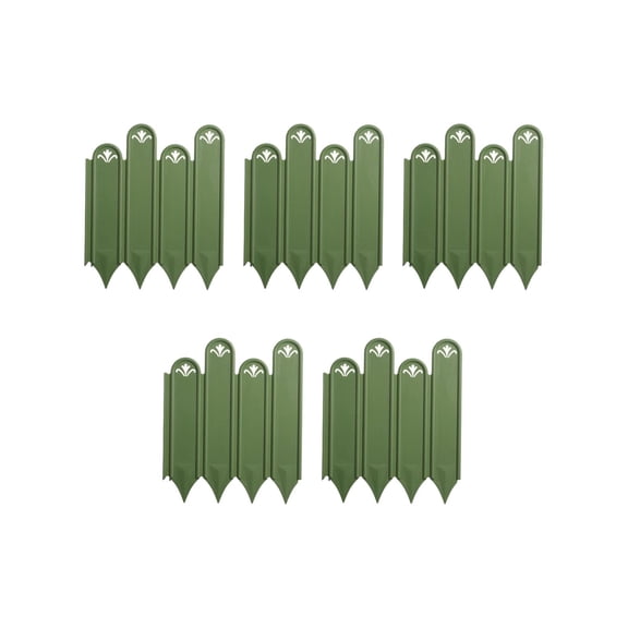 5 Pcs Green Plastic Garden Picket Fence, 9.848.86in Easy Install Weather Resistant Decorative Edging, Modular Border Fence for Lawn Flowerbed Plant Yard Landscape Decor