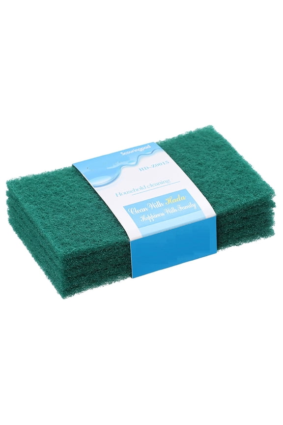 5 Pcs Green Scouring Pads, Heavy Duty Dish Scrubber Pads, Reusable Non-Scratch Scrub Pads, Multipurpose Scrubbers for Kitchen, Dishes, Pots, Pans, Grills, 5.91x3.94 inch
