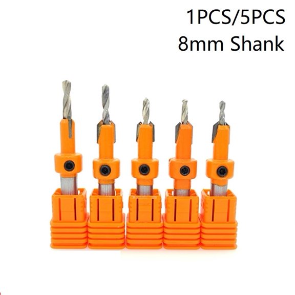 5 Pcs HSS Countersink Router Bit Milling Cutter 8mm Shank Screw Extractor For Bench Drill Carpentry Woodworking Tool Accessories
