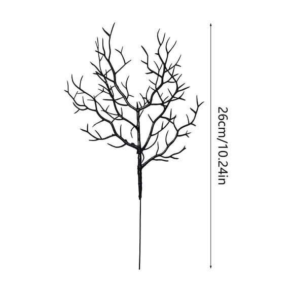 5 Pcs Halloween Black Artificial Branches for Vases, 10.24 inch Gothic Decorative Twigs, Artificial Dry Twig Stem, Faux Bare Branch Picks, Indoor Scene Arrangement, Halloween Party Table Ornament
