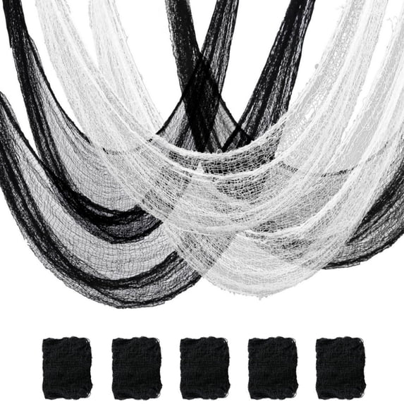 5 Pcs Halloween Gauze,Black Creepy Cloth Fabric Tapestry Decor,72 x 30 inch, Indoor Outdoor Spooky Decorations for Home Wall Party Table Yard Haunted House
