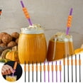 thumbnail image 1 of 5 Pcs Halloween Straws Plastic, Pumpkin Straws Reusable Straight Drinking Straws Halloween Party Decoration Supplies for Beverage Bar KTV, 1 of 7