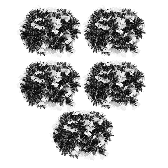 5 Pcs Halloween Tinsel Garlands: 6.56FT Glittering Hanging Metallic Garland Decorations for Indoor Outdoor Party Tree Ornaments, with Cat Style