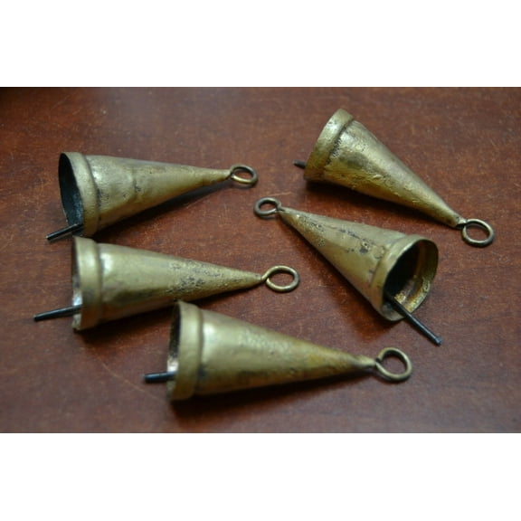 5 Pcs Handmade Rusty Iron Metal Bells 3"