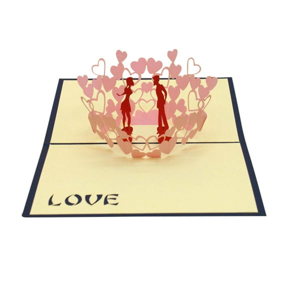 5 Pcs Happy Valentine’s Day Card, 3D Popup Valentine Cards - 5" x 7" Cover - Includes Envelope and Removable Note Card Blue