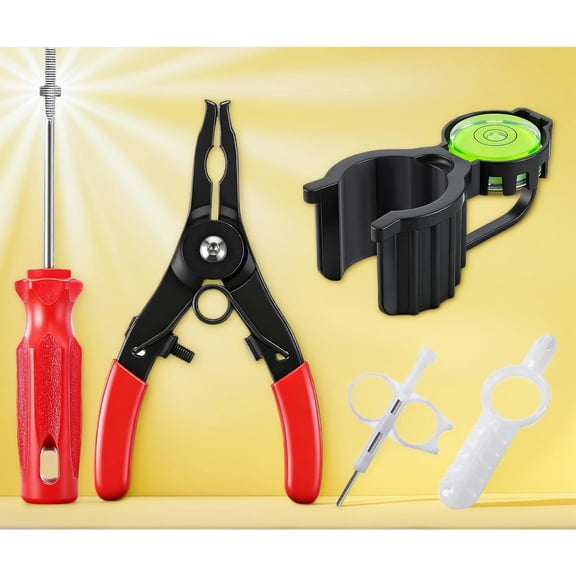 5 Pcs Head Tool Compatible with Rain MP, PGP, Sprinkler Repair Kit - Tool of Rotor, Spray Head, Screwdriver, Adjustment, Rotor Hold Up Kit with Bubble Level(Yellow)